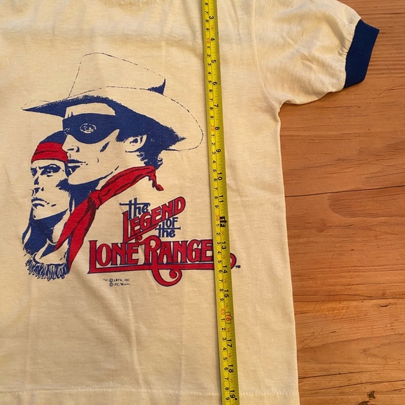 The Legend or the Long Ranger Vintage butter yellow and navy trim tshirt. - Picture 6 of 7